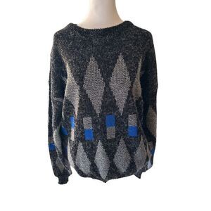 Scandia Vintage Sweater 90s Pullover USA made Gray,Blue,
black Mens L